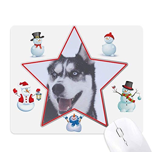 Big Dog Snow Husky Picture Christmas Snowman Family Star Mouse Pad von DIYthinker