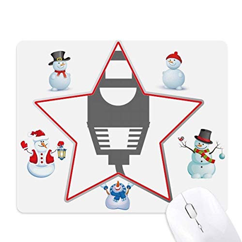 Black Charging Cable Plug Cable Pattern Christmas Snowman Family Star Mouse Pad von DIYthinker
