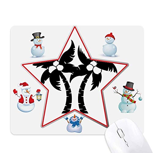 Black Coconut Tree Plant Outline Christmas Snowman Family Star Mouse Pad von DIYthinker