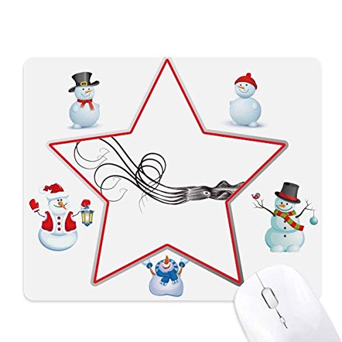 Black Marine Life Octopus Illustration Christmas Snowman Family Star Mouse Pad von DIYthinker