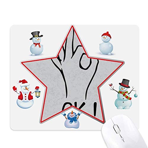 Black OK Personalized Gesture Pattern Christmas Snowman Family Star Mouse Pad von DIYthinker