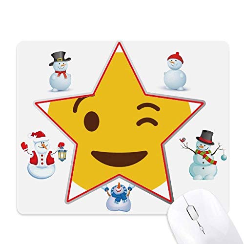 Blink Smile Happy Illustration Pattern Christmas Snowman Family Star Mouse Pad von DIYthinker