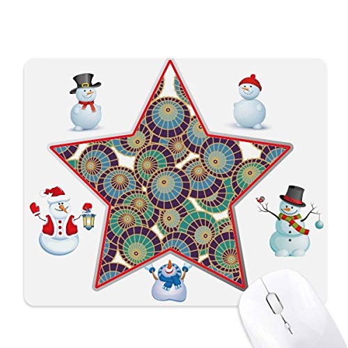 Blue Art Umbrella Ukiyo-e Japan Christmas Snowman Family Star Mouse Pad von DIYthinker