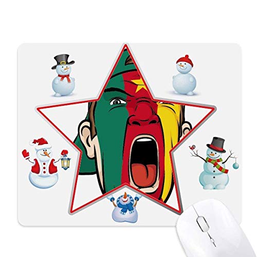 Cameroon Flag Facial Head Screaming Cap Christmas Snowman Family Star Mouse Pad von DIYthinker