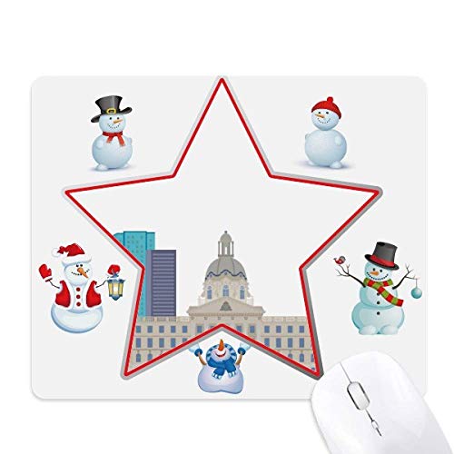 Canada Landmark and City Buildings Cartoon Christmas Snowman Family Star Mouse Pad von DIYthinker