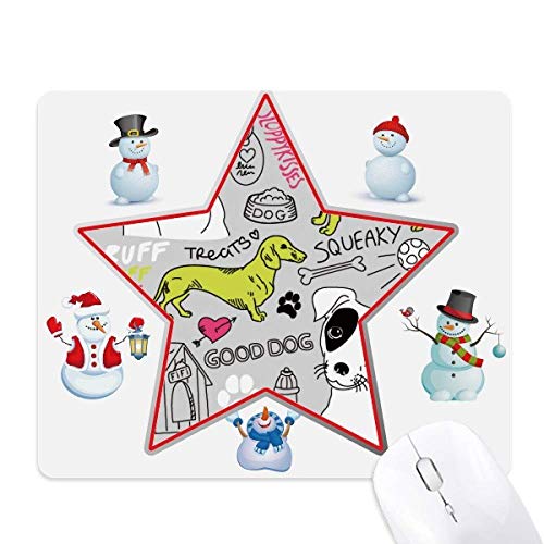 Cartoon Dog Text Toy Illustration Pattern Christmas Snowman Family Star Mouse Pad von DIYthinker