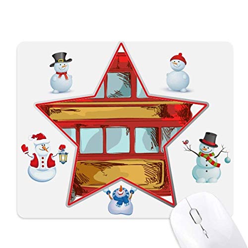 Cartoon Doubledecker Britain Country Christmas Snowman Family Star Mouse Pad von DIYthinker