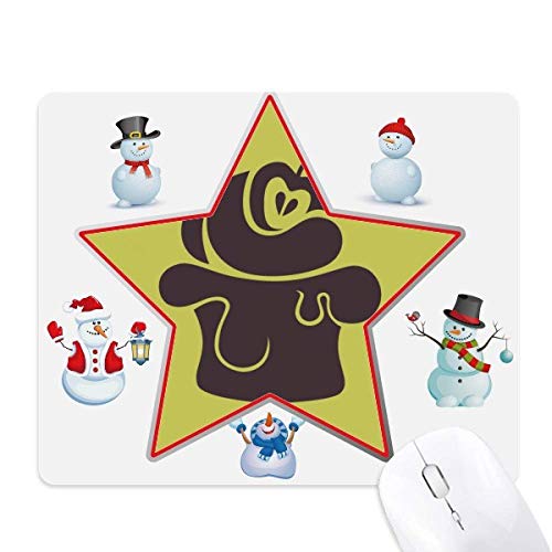 Cherry Ice Cream Black Outline Christmas Snowman Family Star Mouse Pad von DIYthinker