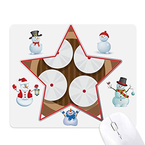 China Dish Steamed Buns Food Pattern Christmas Snowman Family Star Mouse Pad von DIYthinker