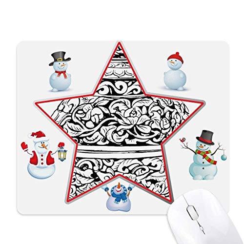 Chinese Culture Qing Dynasty Vase Line Christmas Snowman Family Star Mouse Pad von DIYthinker