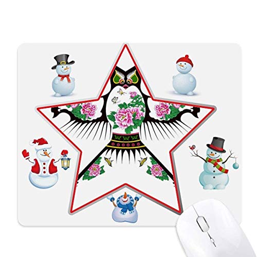 Chinese Culture Traditional Kite Pattern Christmas Snowman Family Star Mouse Pad von DIYthinker