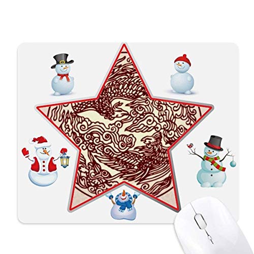Chinese Dragon Animal Portrait Christmas Snowman Family Star Mouse Pad von DIYthinker