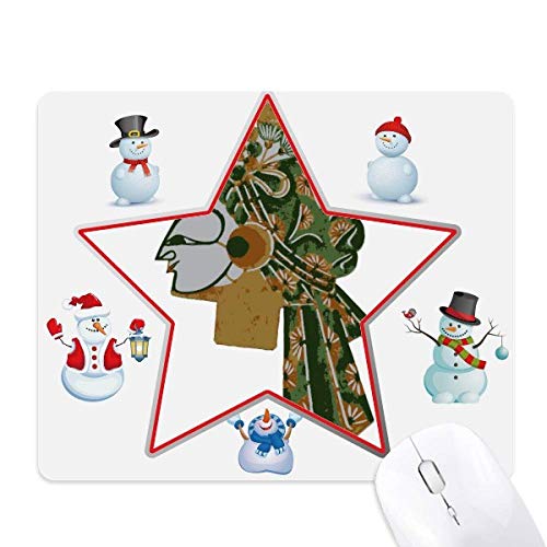 Chinese Shadow Play Head Portrait Christmas Snowman Family Star Mouse Pad von DIYthinker