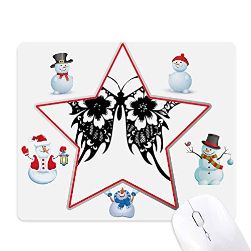 Chinese Style Butterfly with Floral Wings Christmas Snowman Family Star Mouse Pad von DIYthinker