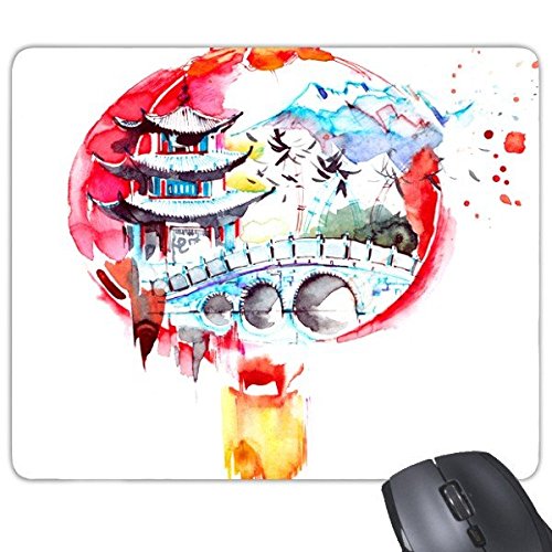 DIYthinker China Chinesische Laterne Brücke Traditionelle Kultur Turm Strichzeichnung Rechteck Griffige Gummi Mousepad Spiel Mauspad Geschenk von DIYthinker