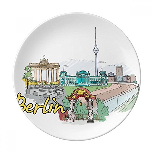 DIYthinker Deutschland Berlin Zeichen Architektur Dekorative Porzellan Dessertteller 8-Zoll-Dinner Home Geschenk 21cm Diameter Mehrfarbig von DIYthinker