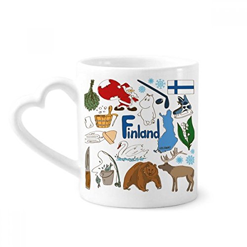 DIYthinker Finnland Landscap Tiere Nationalflagge Kaffeetasse Keramik Keramik-Schale mit Herzen Griff 12 Unzen Geschenk Mehrfarbig von DIYthinker