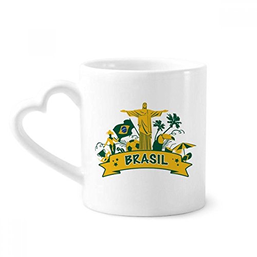 DIYthinker Fussball Berg Corcovado Parrot Brasilien Kaffeetasse Keramik Keramik-Schale mit Herz Griff 12 Unzen Geschenk Mehrfarbig von DIYthinker