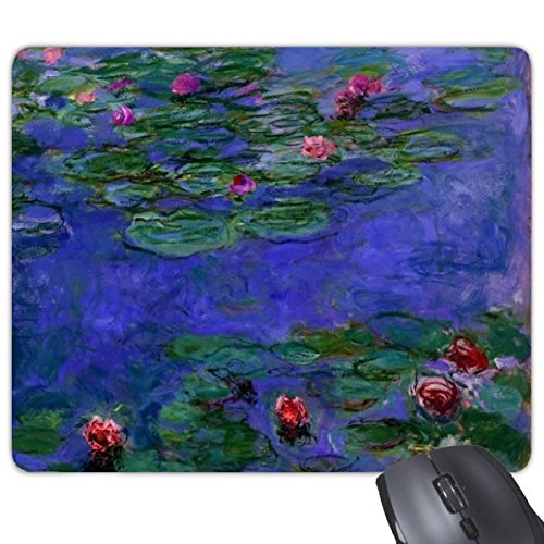 DIYthinker Ölgemälde Red Lotus Flower Blätter Teich Illustration Muster Rechteck Griffige Gummi Mousepad Spiel Mauspad Geschenk von DIYthinker