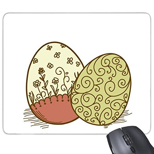 DIYthinker Ostern Religion Christentum Festival Niedlich Rot Grün Blume gefärbtes Ei Kultur Illustration Muster Rechteck Griffige Gummi Mousepad Spiel-Mausunterlage von DIYthinker