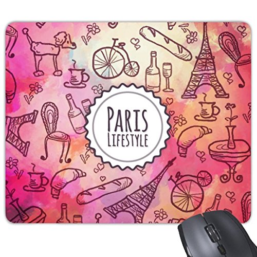DIYthinker Rosa Leben Frankreich Mark Zeichen Nationalflagge Architektur Benutzerdefinierte Landschaft Illustration Muster Rechteck Griffige Gummi Mousepad Spiel-Mausunterlage von DIYthinker