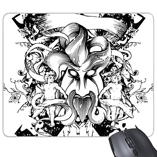 DIYthinker Schwarz Weiß Monster Kreuz Barock-Kunst-Winkel, Blume, Blatt Modern Illustration Muster Rechteck Griffige Gummi Mousepad Spiel Mauspad Geschenk von DIYthinker