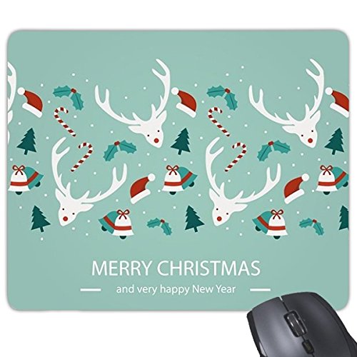 DIYthinker Weihnachten Elk Hat Glocke Baum Merry Christmas Festival Illustration Muster Rechteck Griffige Gummi Mousepad Spiel-Mausunterlage von DIYthinker
