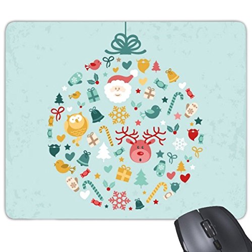 DIYthinker Weihnachten Weihnachtsmann Elk Baum-Blau Runde Illustration Muster Rechteck Griffige Gummi Mousepad Spiel-Mausunterlage von DIYthinker