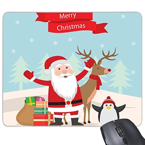 DIYthinker Weihnachten Weihnachtsmann Elk Penguin Frohe Weihnachten Festival Illustration Muster Rechteck Griffige Gummi Mousepad Spiel-Mausunterlage von DIYthinker