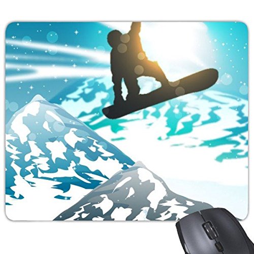 DIYthinker Wintersport Skifahren Ski und Berg Aquarell Illustration Rectangle Griffige Gummi Mousepad Spiel-Mausunterlage von DIYthinker
