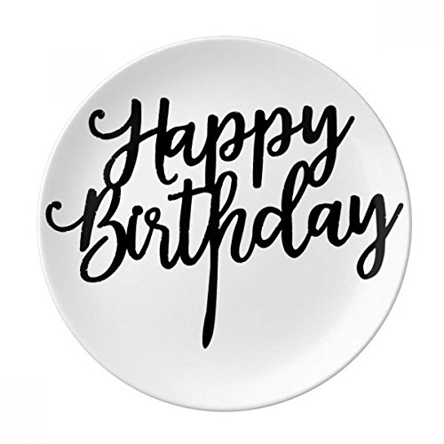 Dekorativer Porzellan-Dessertteller mit Aufschrift "Happy Birthday", 20,3 cm, Geschenk für Abendessen und Zuhause von DIYthinker