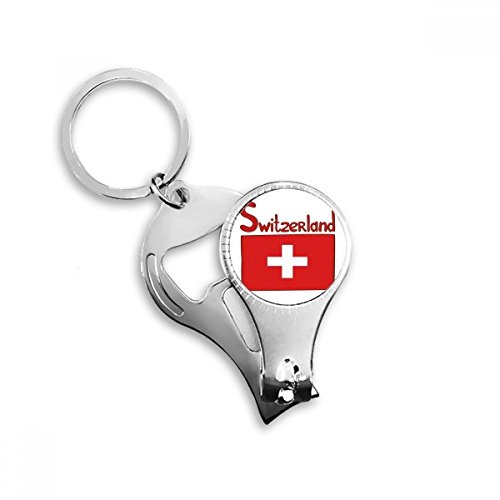 Flaschenöffner mit Schweizer Nationalflagge, rotes Muster von DIYthinker