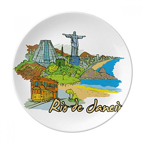 Handgemaltes Brasilien Rio de Janeiro Deko Porzellan Dessertteller 20,3 cm Abendessen Home Geschenk von DIYthinker