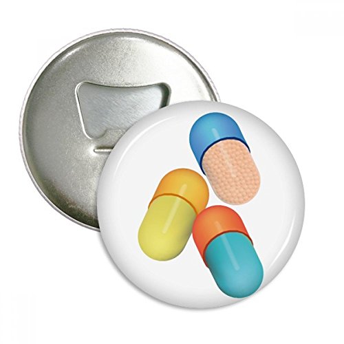 Health Care Products Kapsel-Pillen-Muster, rund, Flaschenöffner, Kühlschrankmagnet, 3 Stück von DIYthinker
