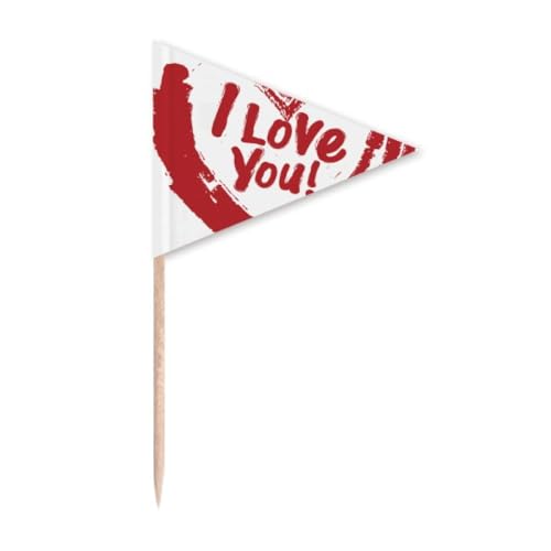 "I Love You", rotes Herzmuster, Zahnstocher, Dreieck, Cupcake-Topper, Flagge von DIYthinker