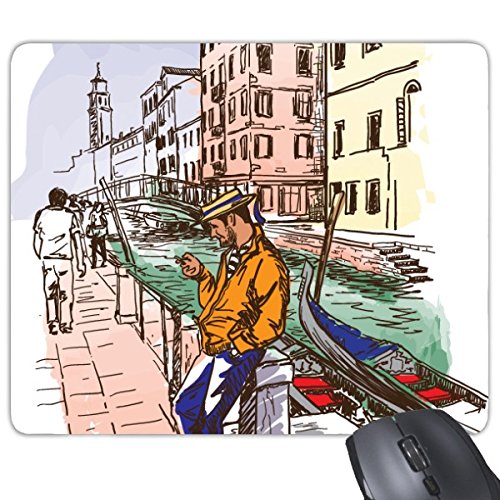 Italien Venedig Landschaft Customs Landmark National Illustration Muster Rechteck rutschfeste Gummi Mauspad Spiel Maus Pad von DIYthinker