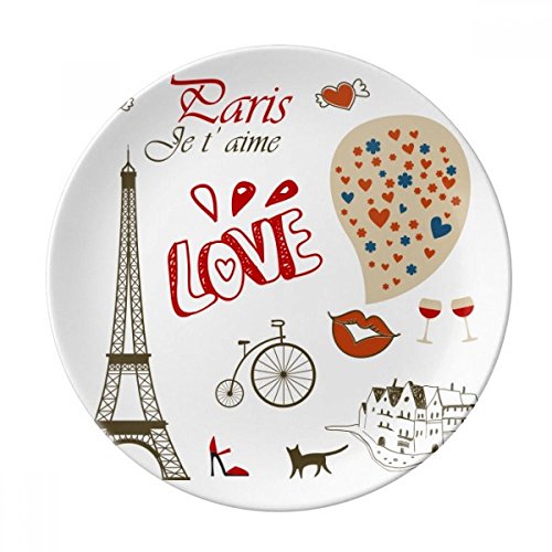 Love Paris Frankreich Eiffelturm Dekorativer Porzellan-Teller Dessertteller 20,3 cm von DIYthinker