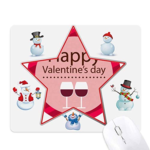 Mauspad mit Aufschrift „Happy Valentine's Day Glasses Christmas Snowman Family Star“, Pink von DIYthinker