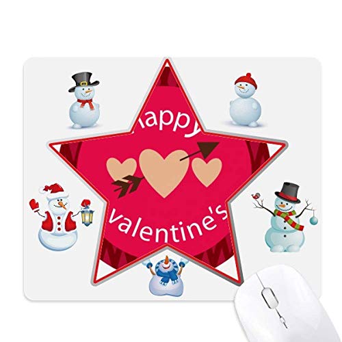 Mauspad mit Aufschrift "Happy Valentine's Day", Herz-Pfeile, Weihnachten, Schneemann, Familie, Stern, Pink von DIYthinker