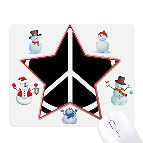 Mauspad mit Friedens-Symbol, Anti-Kriegsmuster, Weihnachten, Schneemann, Familie und Stern. von DIYthinker