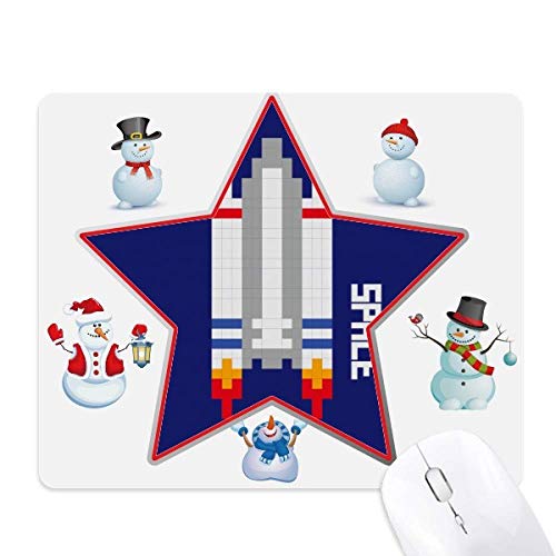 Mauspad mit Weltschiff Rakete Universum Pixel Weihnachten Schneemann Familie Stern von DIYthinker