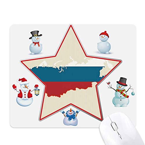 Mousepad mit russischer Karte, Motiv: Nationalflagge mit Weihnachtsmann und Familienstern von DIYthinker