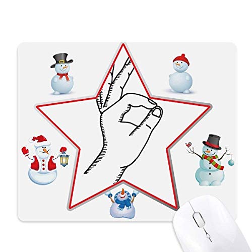 OK Gesture Line Zeichnung Muster Weihnachten Schneemann Familie Stern Mauspad von DIYthinker