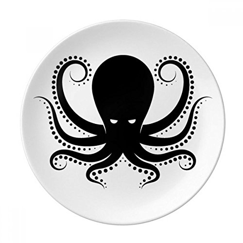 Oktopus Marine Life Dessertteller aus Porzellan, 20,3 cm, Schwarz / Weiß von DIYthinker