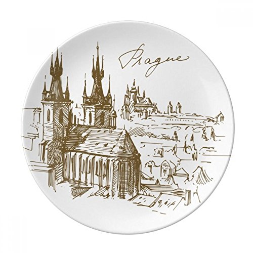 Prag quadratisch tschechischen Republik Landmark Dekorative Porzellan Dessertteller 20,3 cm Abendessen Home Geschenk von DIYthinker