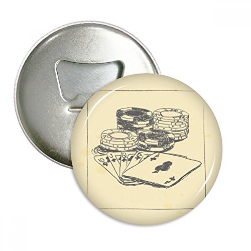 Schwarz Chip Poker Illustration Muster Rund Flaschenöffner Kühlschrank Magnet badge Button 3 Geschenk von DIYthinker