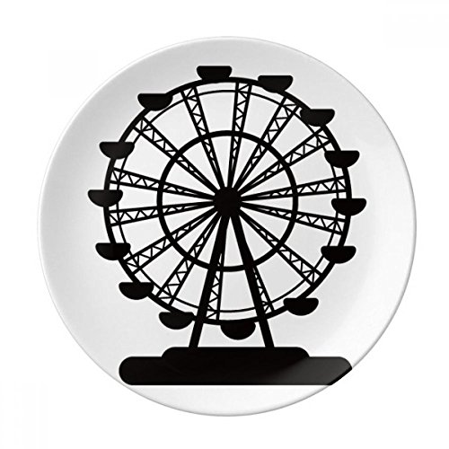 Schwarz Riesenrad Vergnügungspark Silhouette Deko Porzellan Dessertteller 20,3 cm Abendessen Home Geschenk von DIYthinker