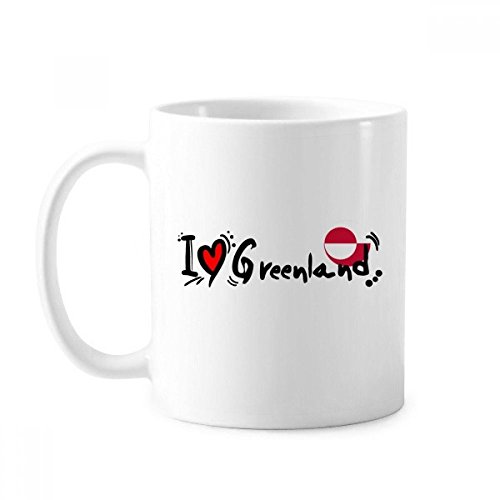 Tasse mit Schriftzug „I Love Greenland“, mit Herz-Illustration, Keramik, Kaffee, Porzellan von DIYthinker