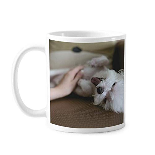 Tasse mit weißem Hund, Tiermotiv, Keramik, Kaffee, Porzellan, Geschirr von DIYthinker