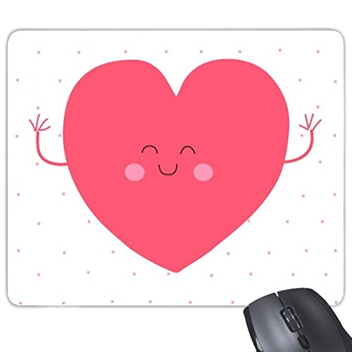 Valentine 's Day Pink Cute Smile Face Herz Form mit Spots Illustration Muster Rechteck rutschfeste Gummi Mauspad Spiel Maus Pad von DIYthinker